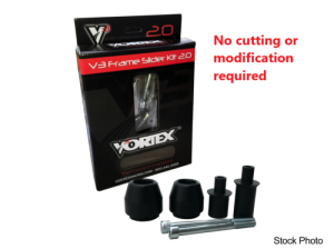 Yamaha YZF R1 Frame Slider Kit - Vortex Racing - V3 2.0 - No Cut - Matte Black - `02-`03